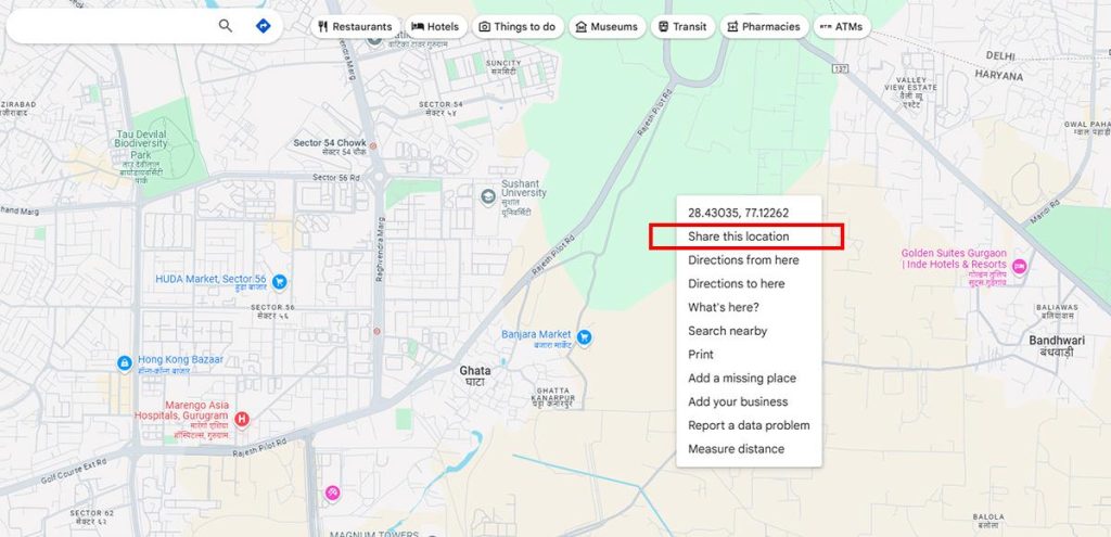 Share Drop Pin Location on Desktop