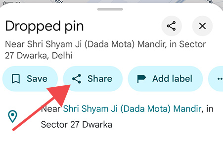 Share your Pin Location on Google Maps